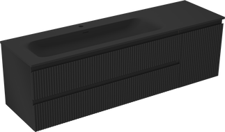 Mexen Rivel koupelnová skříňka 160 cm s umyvadlem Vela levá, 2S, 1D, žebrovaná, černá mat - 91A23-16047-3-BBFFF71-W23L71