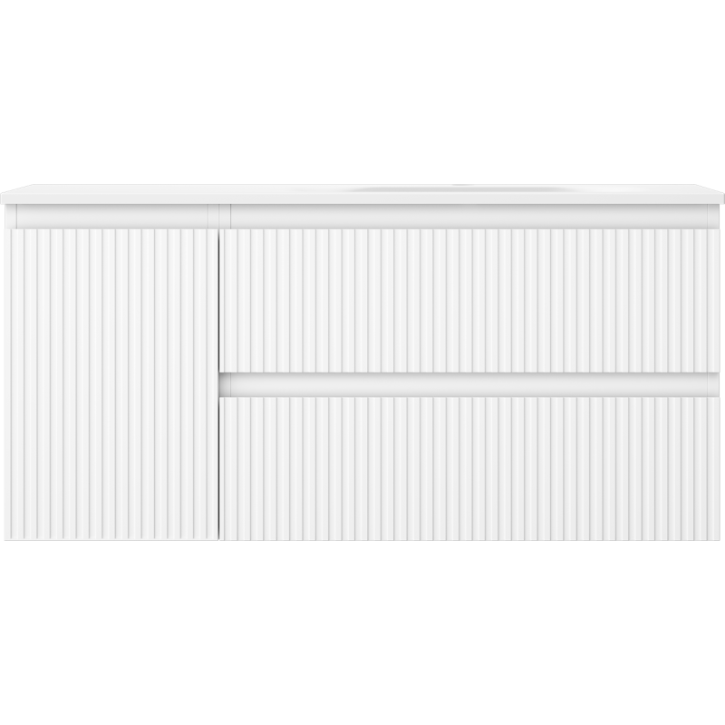 Mexen Rivel koupelnová skříňka 100 cm s umyvadlem Vela pravá, 2S, 1D, drážkovaná, bílá matná - 91A23-10047-3-BBFFF01-W23P01