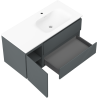 Mexen Rivel koupelnová skříňka 100 cm s umyvadlem Vela pravým, 2S, 1D, rýhovaná, grafitová/bílá matná