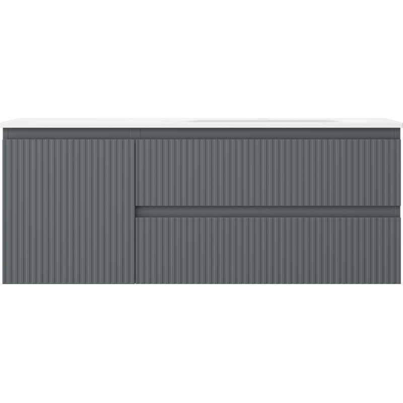 Mexen Rivel koupelnová skříňka 120 cm s umyvadlem Vela pravá, 2S, 1D, rýhovaná, grafit/bílá mat - 91A23-12047-3-BBFFF66-W23P01