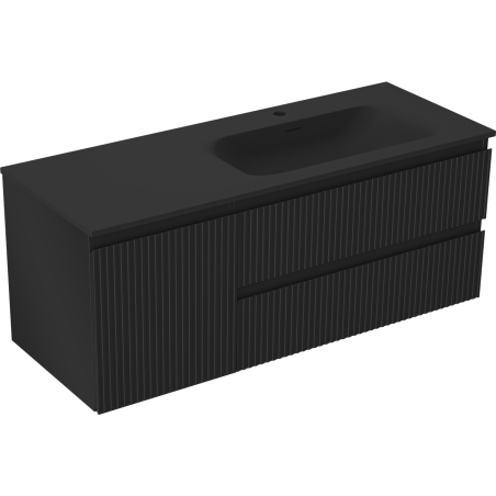 Mexen Rivel koupelnová skříňka 120 cm s umyvadlem Vela pravá, 2S, 1D, drážkovaná, černá mat - 91A23-12047-3-BBFFF71-W23P71
