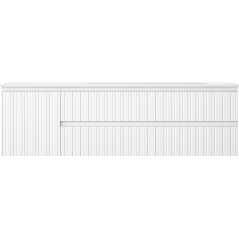 Mexen Rivel koupelnová skříňka 160 cm s umyvadlem Vela pravým, 2S, 1D, rýhovaná, bílá mat - 91A23-16047-3-BBFFF01-W23P01