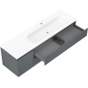 Mexen Rivel koupelnová skříňka 160 cm s umyvadlem Vela pravá, 2S, 1D, rýhovaná, grafit/bílá mat - 91A23-16047-3-BBFFF66-W23P01