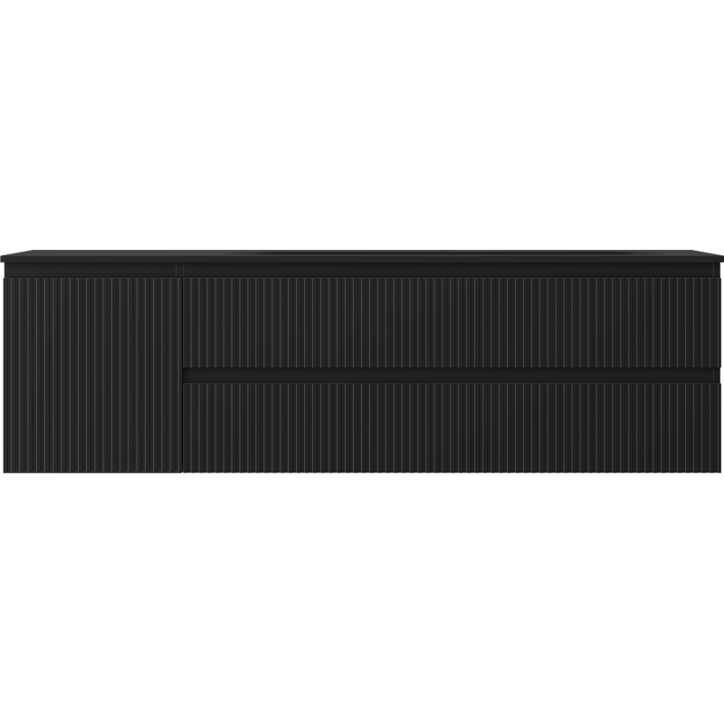 Mexen Rivel koupelnová skříňka 160 cm s umyvadlem Vela pravým, 2S, 1D, vroubkovaná, černá mat - 91A23-16047-3-BBFFF71-W23P71