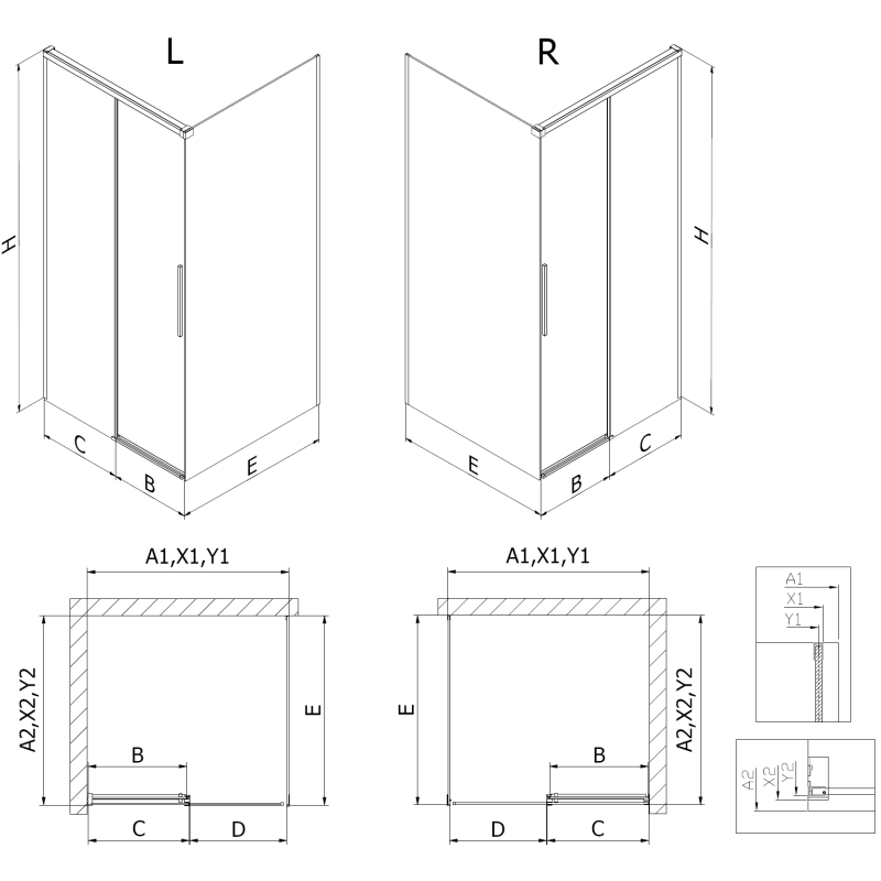 Mexen Rox sprchový kout posuvný levý 150 x 95 cm, černá mřížka, černá - 8C2-150-095-75-77-L - 8C2-150-095-70-77-L
