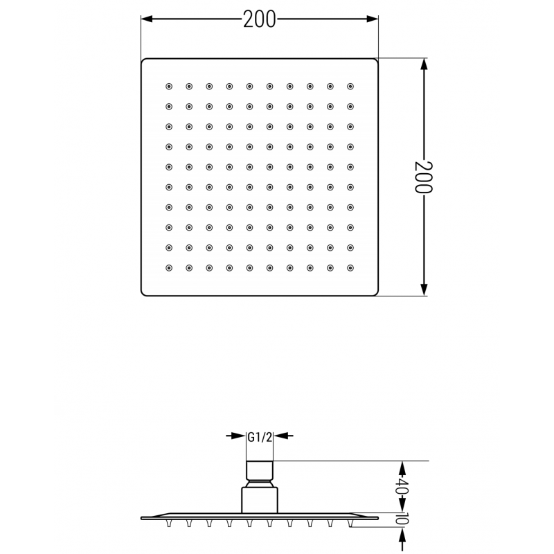 Mexen Slim hlavová sprcha 20 x 20 cm, chrom - 79120-00
