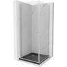 Mexen Pretoria sprchový kout otevírací 70 x 70 cm, transparentní, chrom + vanička Flat, černý - 852-070-070-01-00-4070