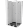Mexen Pretoria sprchový kout otočný 90 x 90 cm, transparentní, chrom + vanička Flat, černý - 852-090-090-01-00-4070