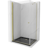Mexen Pretoria sprchový kout skládací 100 x 90 cm, transparentní, zlatý + vanička Flat, černá - 852-100-090-50-00-4070G