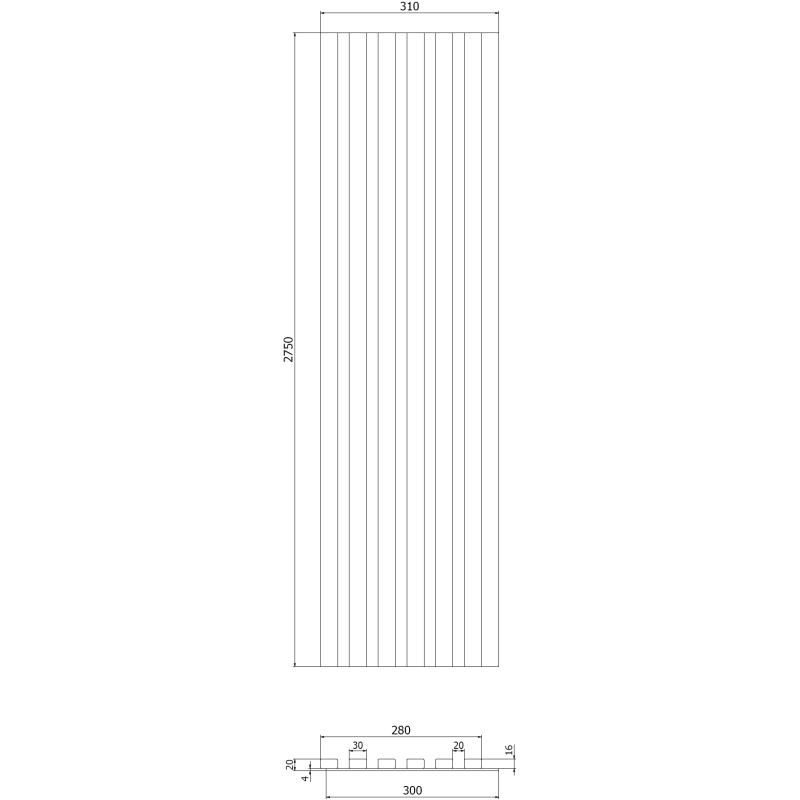 Mexen Lam-B stěnové lamely 275 x 30 cm, HDF deska 4 mm, technická dýha, Zlatý Teak - S100-275307-3015-014