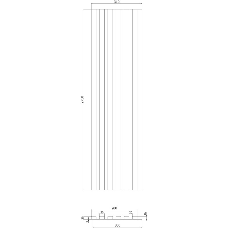 Mexen Lam-B stěnové lamely 275 x 30 cm, deska HDF 4 mm, technická dýha, ořech pálený - S100-275307-3015-024