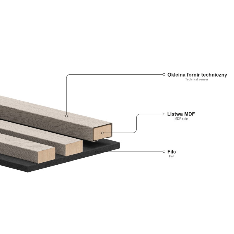 Mexen Lam-F akustické stěnové lamely 275 x 30 cm, plsť 8 mm, technická dýha, přírodní bambus - S105-275307-3015-011
