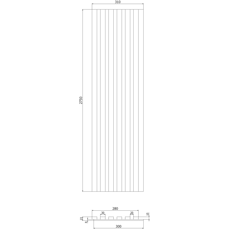 Mexen Lam-F akustické stěnové lamely 275 x 30 cm, plsť 8 mm, technická dýha, Rubinová mahagon - S105-275307-3015-013