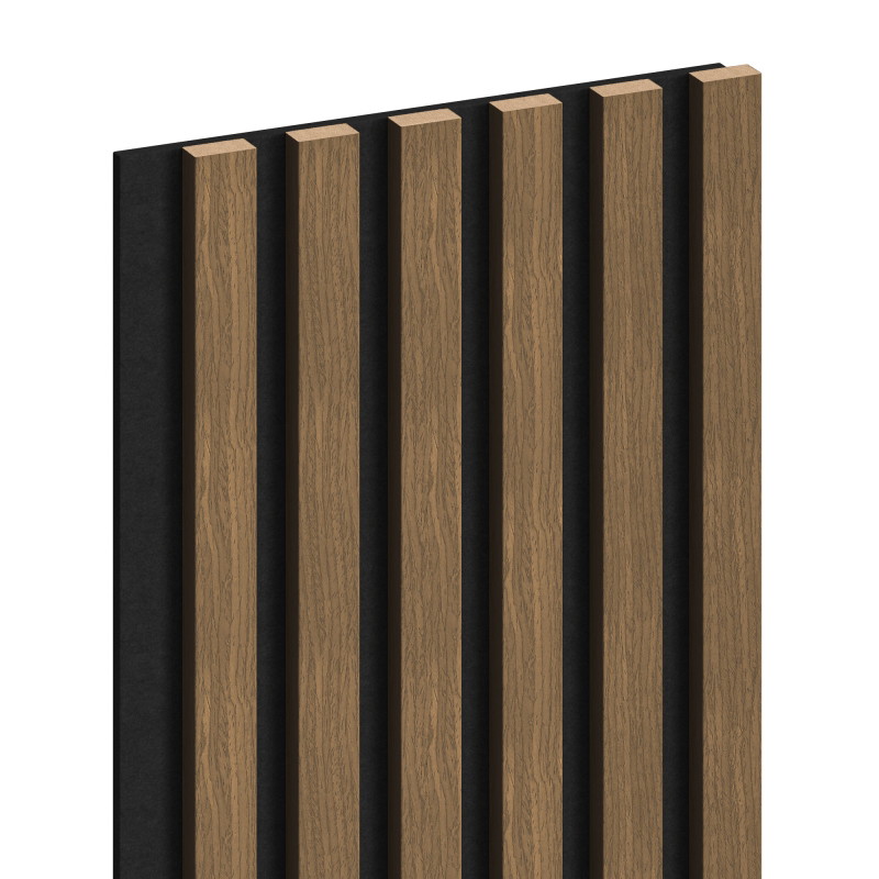 Mexen Lam-F akustické nástěnné lamely 275 x 30 cm, plsť 8 mm, technická dýha, Přírodní ořech - S105-275307-3015-016