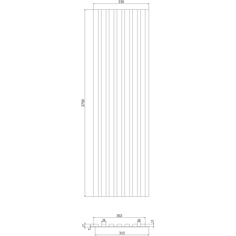 Mexen Lam-B nástěnné lamely 275 x 31,5 cm, deska HDF 4 mm, Perlový Dub - S100-275317-2812-058