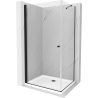 Mexen Pretoria sprchový kout otočný 70 x 100 cm, průhledný, černý + vanička Flat - 852-070-100-70-00-4010B