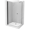 Mexen Pretoria sprchový kout s otočnými dveřmi 70 x 110 cm, průhledné, Černá + vanička do sprchového kouta Flat - 852-070-110-70