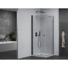 Mexen Pretoria sprchová kabina otočná 80 x 80 cm, transparentní, černá + sprchová vanička Flat - 852-080-080-70-00-4010B