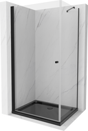Mexen Pretoria sprchový kout otočný 70 x 80 cm, transparentní, černá + vanička Flat, černá - 852-070-080-70-00-4070B