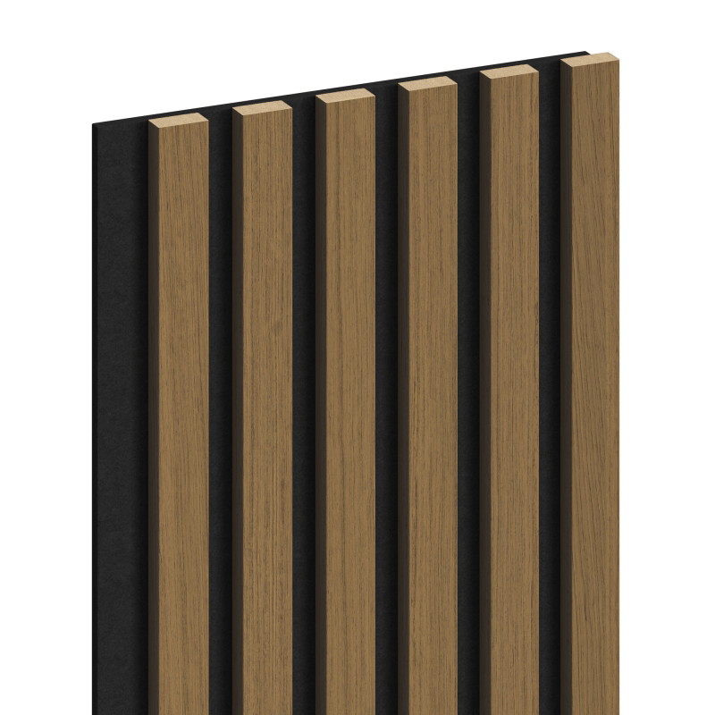 Mexen Lam-F akustické nástěnné lamely 275 x 30 cm, plstěné 8 mm, technologická dýha, Zlatý Teak - S105-275307-3015-014