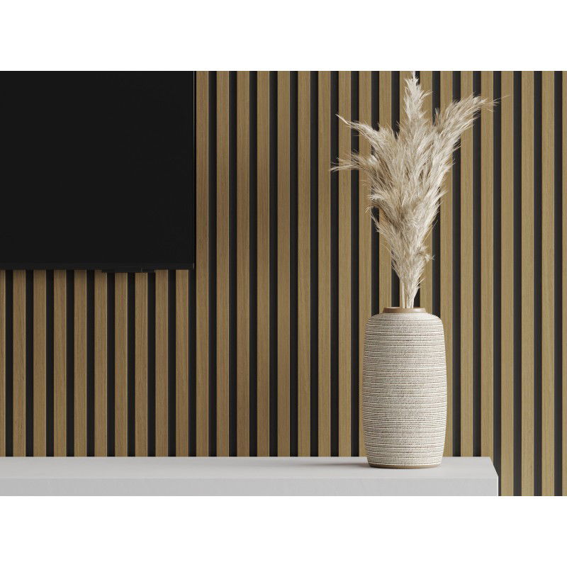 Mexen Lam-B stěnové lamely 275 x 30 cm, HDF deska 4 mm, technická dýha, Zlatý Teak - S100-275307-3015-014