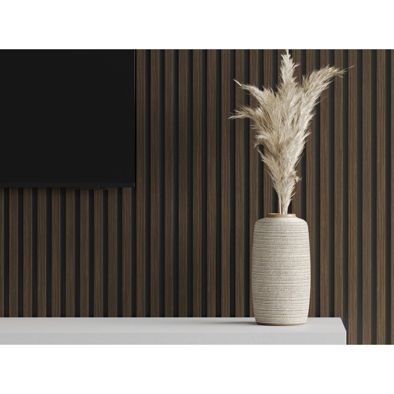 Mexen Lam-B stěnové lamely 275 x 30 cm, deska HDF 4 mm, technická dýha, ořech pálený - S100-275307-3015-024