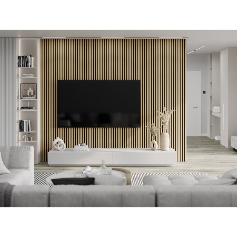 Mexen Lam-F akustické nástěnné lamely 275 x 30 cm, plsť 8 mm, technická dýha, Zlatý Dub - S105-275307-3015-003