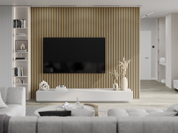 Mexen Lam-F akustické nástěnné lamely 275 x 30 cm, plsť 8 mm, technická dýha, Zlatý Dub - S105-275307-3015-003
