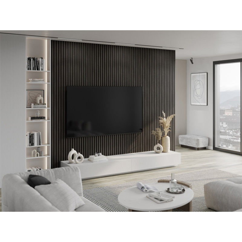 Mexen Lam-F akustické stěnové lamely 275 x 30 cm, plsť 8 mm, technická dýha, Stříbřitý Ořech - S105-275307-3015-009