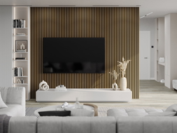 Mexen Lam-F akustické stěnové lamely 275 x 30 cm, plst 8 mm, technická dýha, Zlatý teak - S105-275307-3015-014