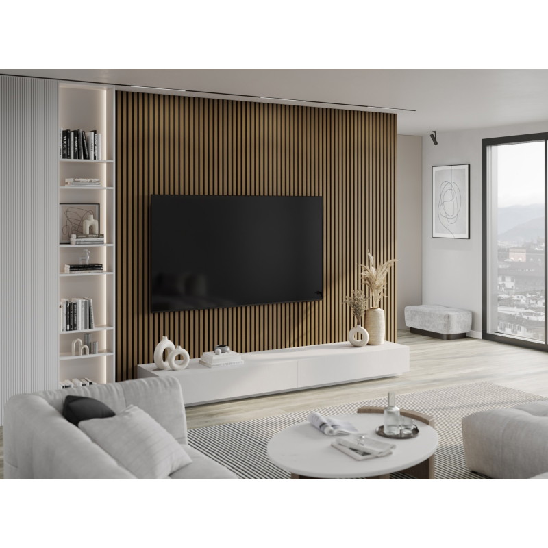 Mexen Lam-F akustické nástěnné lamely 275 x 30 cm, plstěné 8 mm, technologická dýha, Zlatý Teak - S105-275307-3015-014