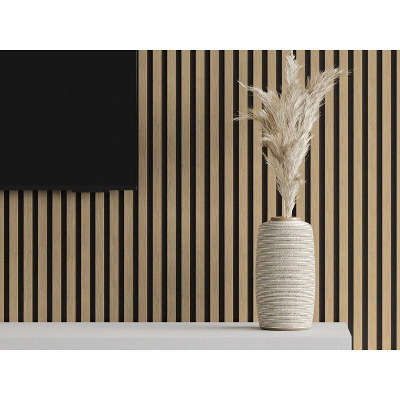 Mexen Lam-F nástěnné akustické lamely 275 x 30 cm, plsť 8 mm, technická dýha, Lněný ořech - S105-275307-3015-015