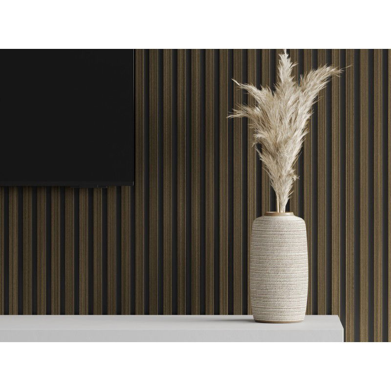 Mexen Lam-F nástěnné akustické lamely 275 x 30 cm, plst 8 mm, technická dýha, Královský Eben - S105-275307-3015-020