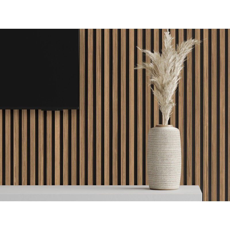 Mexen Lam-F nástěnné akustické lamely 275 x 30 cm, plsť 8 mm, technická dýha, Světle ořechový - S105-275307-3015-017