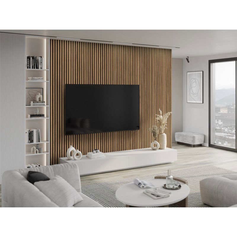 Mexen Lam-F nástěnné akustické lamely 275 x 30 cm, plsť 8 mm, technická dýha, Světle ořechový - S105-275307-3015-017