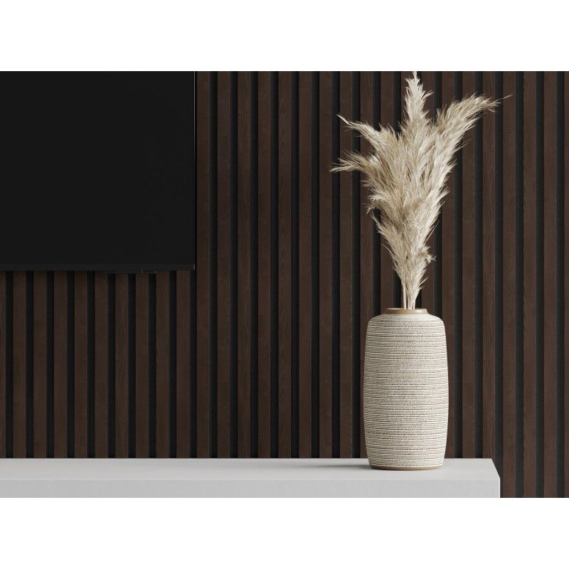 Mexen Lam-F akustické nástěnné lamely 275 x 30 cm, plsť 8 mm, technická dýha, Eben Hnědý - S105-275307-3015-022