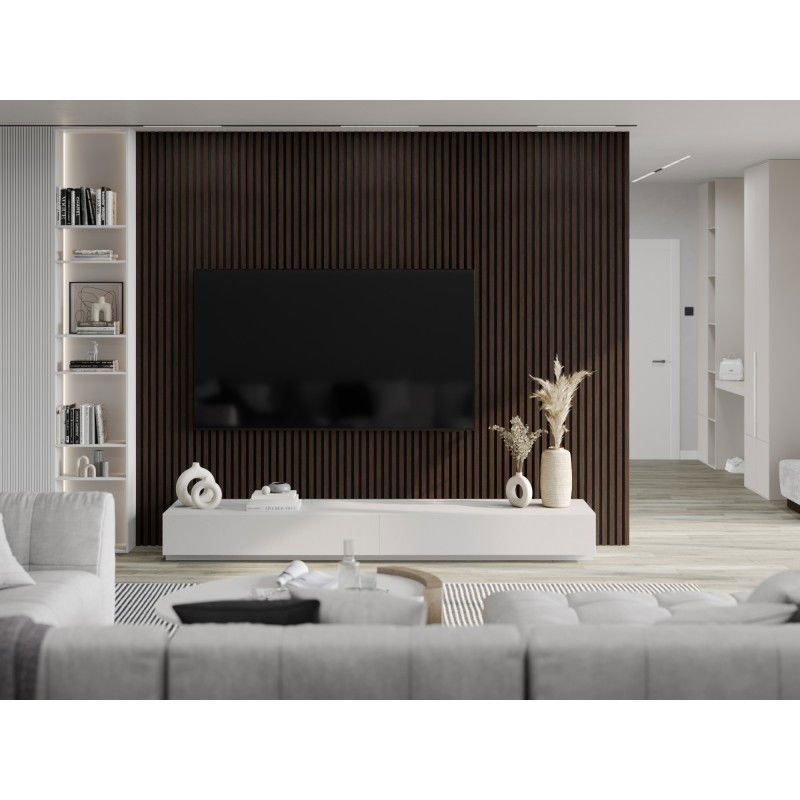 Mexen Lam-F akustické nástěnné lamely 275 x 30 cm, plsť 8 mm, technická dýha, Eben Hnědý - S105-275307-3015-022