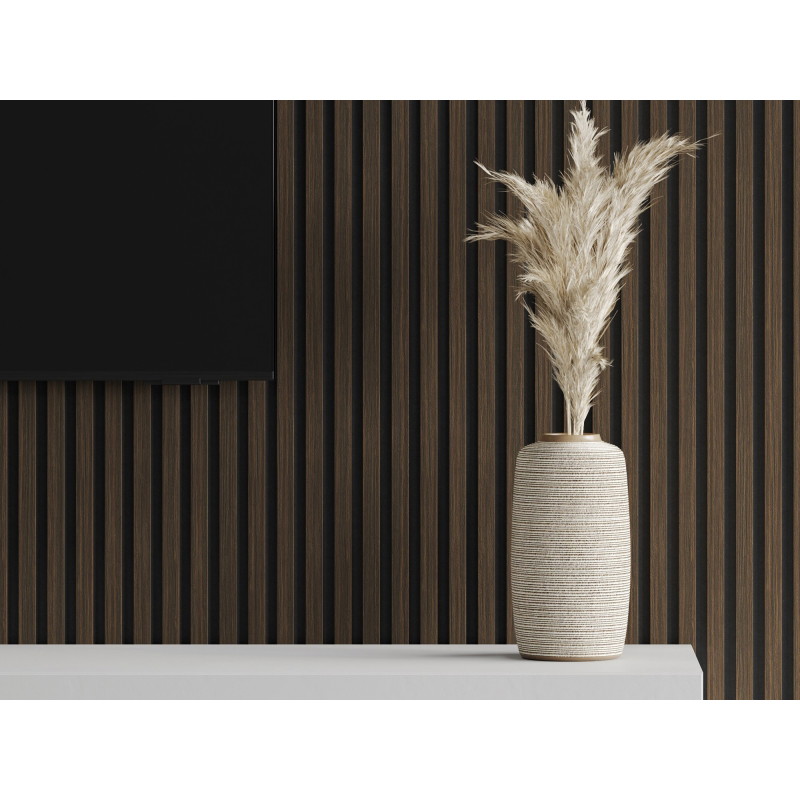 Mexen Lam-F akustické nástěnné lamely 275 x 30 cm, plsť 8 mm, technická dýha, tmavý ořech - S105-275307-3015-024