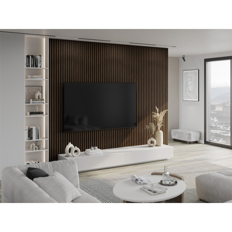Mexen Lam-F akustické nástěnné lamely 275 x 30 cm, plsť 8 mm, technická dýha, tmavý ořech - S105-275307-3015-024