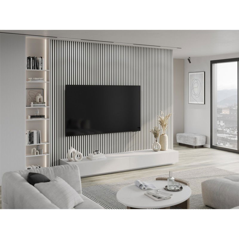 Mexen Lam-F akustické stěnové lamely 275 x 31,5 cm, filc 6 mm, Bílý Lesk - S105-275317-2812-054