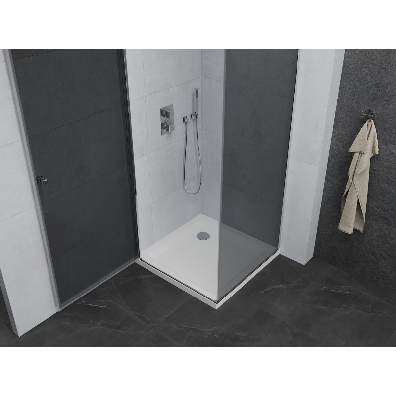 Mexen Pretoria sprchový kout s vyklápěcími dveřmi 70 x 70 cm, grafit, chrom + vanička Flat - 852-070-070-01-40-4010