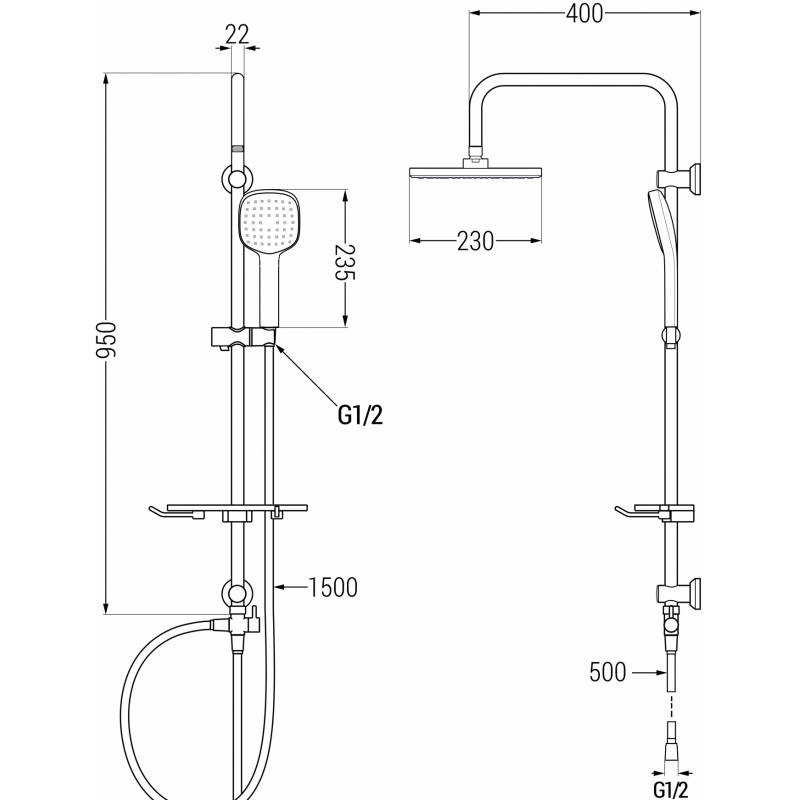 Mexen T33 sprchový sloup, chrom/bílá - 798333393-02
