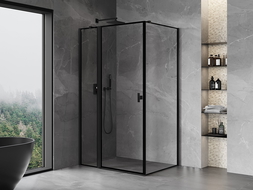 Mexen Mist T sprchový kout s otevíracími dveřmi vlevo 70 x 85 cm, černý rám, černý - 8A4T-070-085-70-70-L