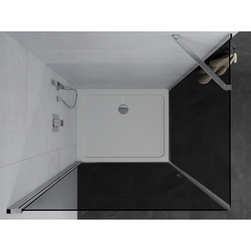 Mexen Pretoria sprchový kout otočný 70 x 100 cm, grafit, chrom + sprchová vanička Flat - 852-070-100-01-40-4010