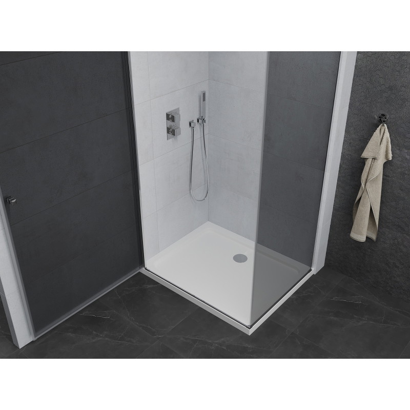 Mexen Pretoria sprchový kout s otočnými dveřmi 80 x 90 cm, grafit, chrom + vanička Flat - 852-080-090-01-40-4010