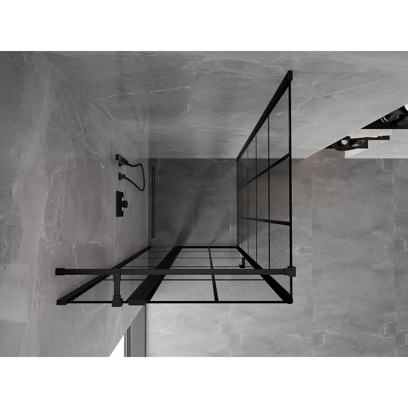 Mexen Mist T sprchový kout s otočnými dveřmi levý 70 x 70 cm, černá mřížka, černý - 8A4T-070-070-70-77-L