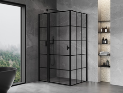 Mexen Mist T sprchový kout otočný levý 95 x 70 cm, černá mřížka, černý - 8A4T-095-070-70-77-L