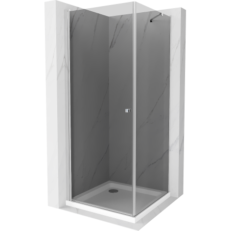 Mexen Pretoria sprchový kout 90 x 90 cm, grafit, chrom + vanička Flat - 852-090-090-01-40-4010
