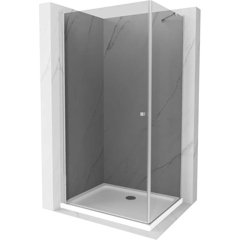 Mexen Pretoria otočná sprchová kabina 90 x 110 cm, grafitová, chrom + sprchová vanička Flat - 852-090-110-01-40-4010