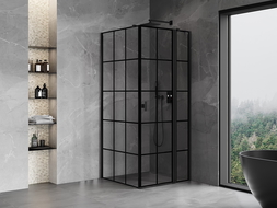 Mexen Mist T sprchový kout otočný pravý 95 x 95 cm, černá mřížka, černá - 8A4T-095-095-70-77-P